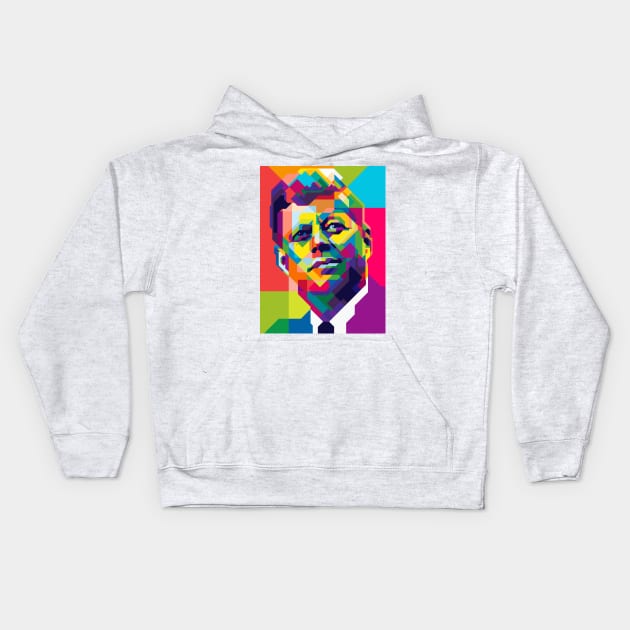 JOHN F KENNEDY Kids Hoodie by mrcatguys